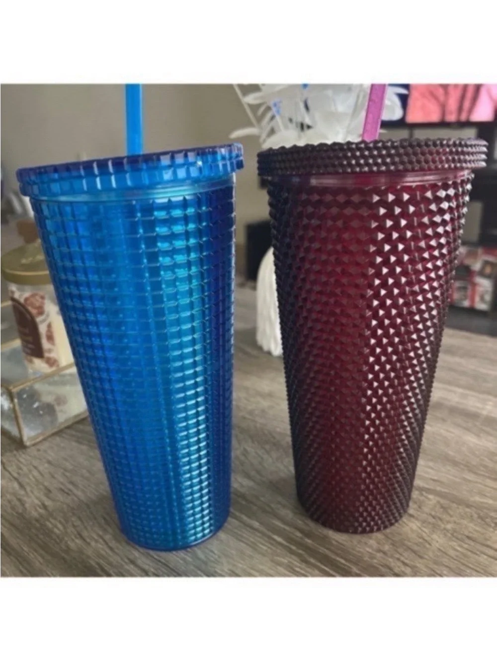 Studded Double Tumbler Set - Blue & Burgundy